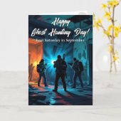 Happy Ghost Hunting Day! Grappige vakantie Kaart (Gele Bloem)