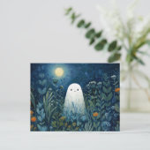 Happy Ghost in Moonlit Garden Briefkaart (Staand voorkant)