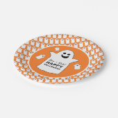 Happy Ghost, Oranje Halloween Party Papieren Bordje (Gekanteld)