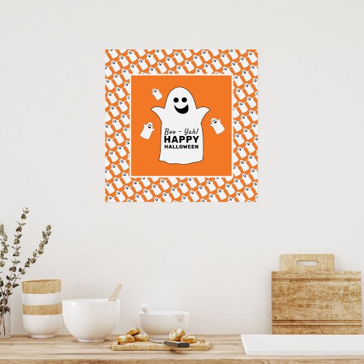 Happy Ghost, Oranje Halloween Party Poster (Keuken)