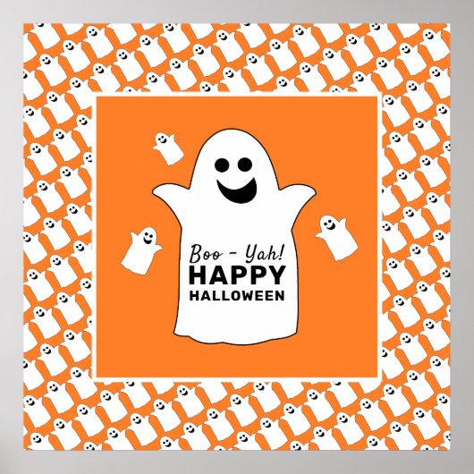 Happy Ghost, Oranje Halloween Party Poster (Voorkant)