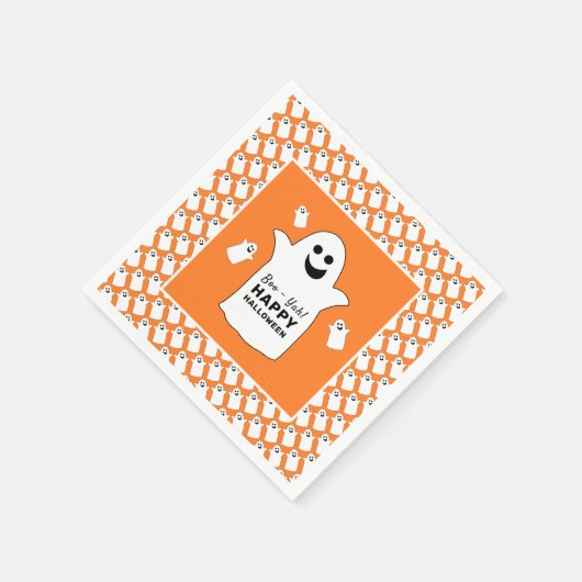 Happy Ghost, Oranje Halloween Party Servet (Hoek)