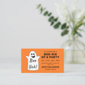 Happy Ghost, Oranje Halloween Party Ticket nodigt  Informatiekaartje (Staand voorkant)