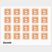 Happy Ghost, Oranje Halloween Party Vierkante Sticker (Vel)