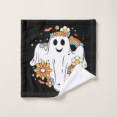Happy Ghost Pattern Retro Hippie Vibe Bad Handdoek (Wasdoekje)