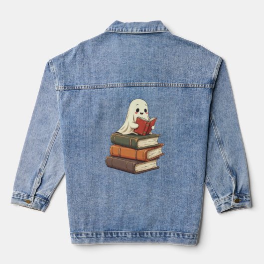 Happy Ghost Reader - Funny Bookworm Denim Jacket (Achterkant)