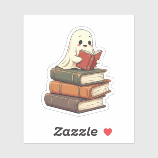 Happy Ghost Reader - Funny Bookworm Sticker (Vel)
