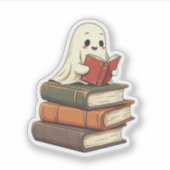 Happy Ghost Reader - Funny Bookworm Sticker (Voorkant)