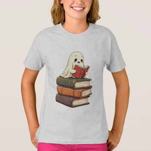 Happy Ghost Reader - Funny Bookworm T-shirt (Voorkant)