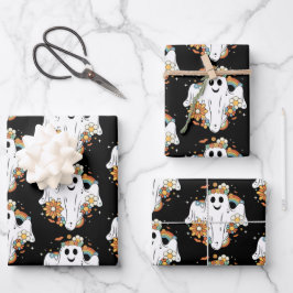 Happy Ghost Retro Hippie Pattern Inpakpapier Vel
