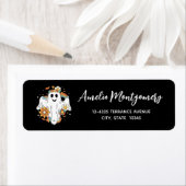 Happy Ghost Retro Hippie Vibe Adres Etiket (Insitu)