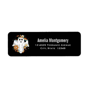 Happy Ghost Retro Hippie Vibe Adres Etiket