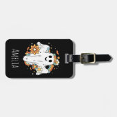 Happy Ghost Retro Hippie Vibe Bagagelabel (Voorkant horizontaal)