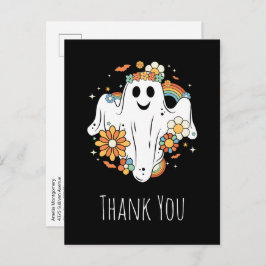 Happy Ghost Retro Hippie Vibe Bedankt Briefkaart