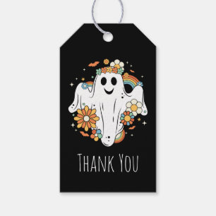 Happy Ghost Retro Hippie Vibe Bedankt Cadeaulabel