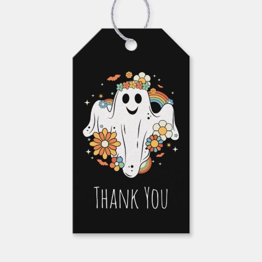 Happy Ghost Retro Hippie Vibe Bedankt Cadeaulabel (Voorkant)