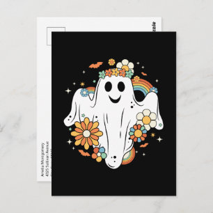 Happy Ghost Retro Hippie Vibe Briefkaart