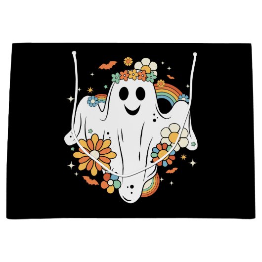 Happy Ghost Retro Hippie Vibe Groot Cadeauzakje (Voorkant)