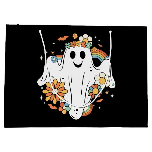 Happy Ghost Retro Hippie Vibe Groot Cadeauzakje (Achterkant)
