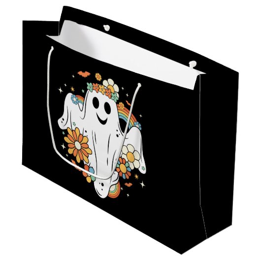 Happy Ghost Retro Hippie Vibe Groot Cadeauzakje (Voorkant Gekanteld)