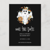 Happy Ghost Retro Hippie Vibe Halloween Aankondigingskaart (Voorkant)