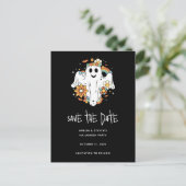 Happy Ghost Retro Hippie Vibe Halloween Aankondigingskaart (Staand voorkant)