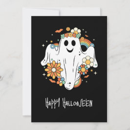 Happy Ghost Retro Hippie Vibe Halloween Bedankkaart