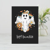 Happy Ghost Retro Hippie Vibe Halloween Bedankkaart (Staand voorkant)