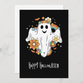 Happy Ghost Retro Hippie Vibe Halloween Bedankkaart (Voorkant / Achterkant)