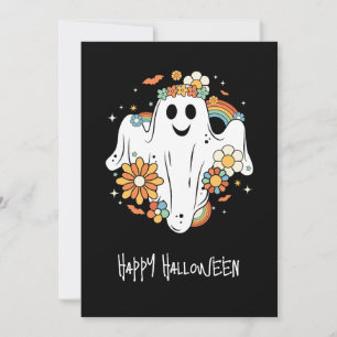 Happy Ghost Retro Hippie Vibe Halloween Bedankkaart