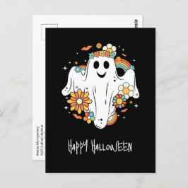 Happy Ghost Retro Hippie Vibe Halloween Briefkaart
