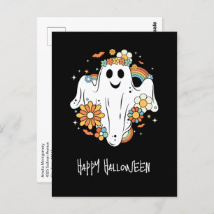 Happy Ghost Retro Hippie Vibe Halloween Briefkaart