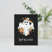Happy Ghost Retro Hippie Vibe Halloween Briefkaart (Staand voorkant)