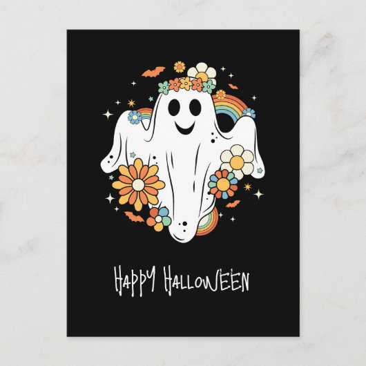 Happy Ghost Retro Hippie Vibe Halloween Briefkaart