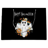 Happy Ghost Retro Hippie Vibe Halloween Groot Cadeauzakje (Voorkant)