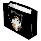 Happy Ghost Retro Hippie Vibe Halloween Groot Cadeauzakje (Achterkant Gekanteld)