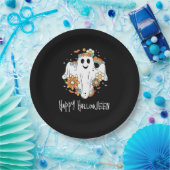 Happy Ghost Retro Hippie Vibe Halloween Papieren Bordje (Feest)