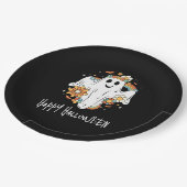 Happy Ghost Retro Hippie Vibe Halloween Papieren Bordje (Gekanteld)