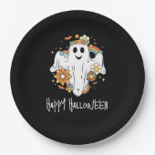 Happy Ghost Retro Hippie Vibe Halloween Papieren Bordje (Voorkant)
