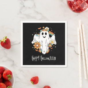 Happy Ghost Retro Hippie Vibe Halloween Servet
