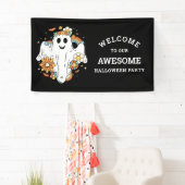 Happy Ghost Retro Hippie Vibe Halloween Spandoek (Insitu)