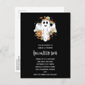 Happy Ghost Retro Hippie Vibe Halloween Uitnodiging Briefkaart (Voorkant / Achterkant)