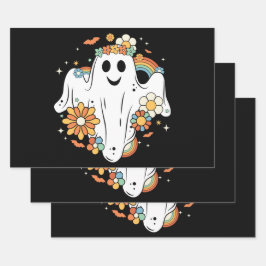 Happy Ghost Retro Hippie Vibe Inpakpapier Vel