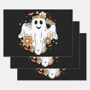 Happy Ghost Retro Hippie Vibe Inpakpapier Vel