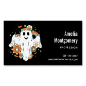 Happy Ghost Retro Hippie Vibe Magnetisch Visitekaartje (Voorkant)