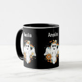 Happy Ghost Retro Hippie Vibe Mok (Voorkant links)