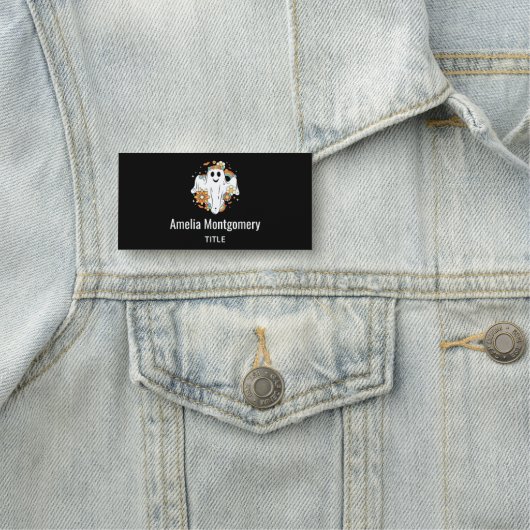 Happy Ghost Retro Hippie Vibe Naamplaatje (In situ)