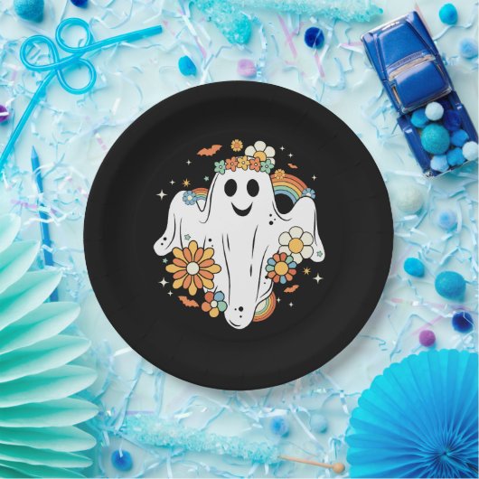 Happy Ghost Retro Hippie Vibe Papieren Bordje (Feest)