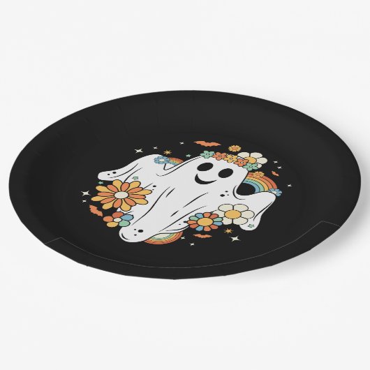 Happy Ghost Retro Hippie Vibe Papieren Bordje (Gekanteld)