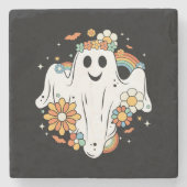 Happy Ghost Retro Hippie Vibe Stenen Onderzetter (Voorkant)